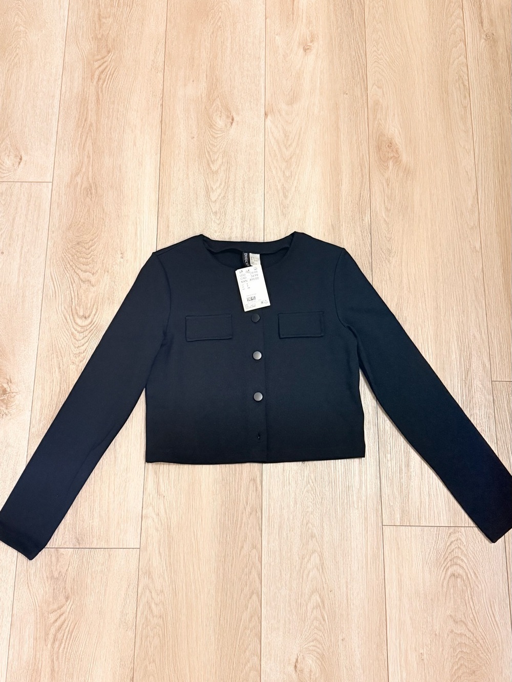 H&M Black Cropped Round-Neck Blazer